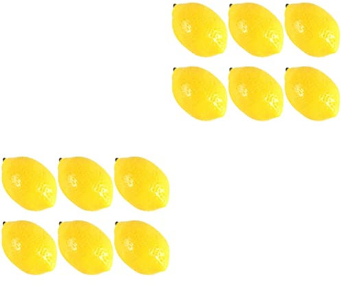 HOMSFOU 12 STK Mini-zitronenimitat Blumenvasen Dekorativ Realistische Zitrone Realistische Frucht Künstliche Zitrone Dekorative Früchte Falsches Obst Zubehör PVC Schreibtisch Kind