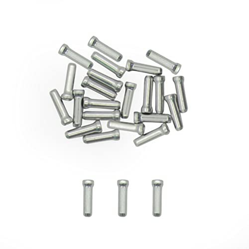 20Pcs Bike Brake Cable Caps,Cable Caps for Bike Shift,Bike Cable End Caps Cable Crimps Cable Ferrules,Aluminum Alloy Brake End Cover Cable Tips Crimps for Mountain Bicycle Road Bike(Silver)
