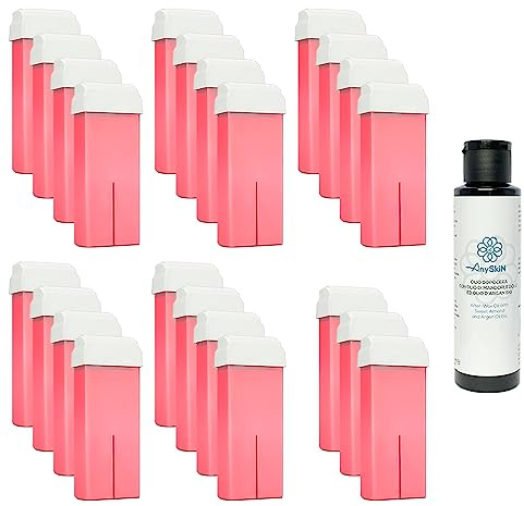 100 ml fettlösligt hårborttagningsvax - påfyllning för handstycke varmvalsvax vaxepilering 23 stycken - Rosa + hyllning 100 ml Anyskin olja efter vax