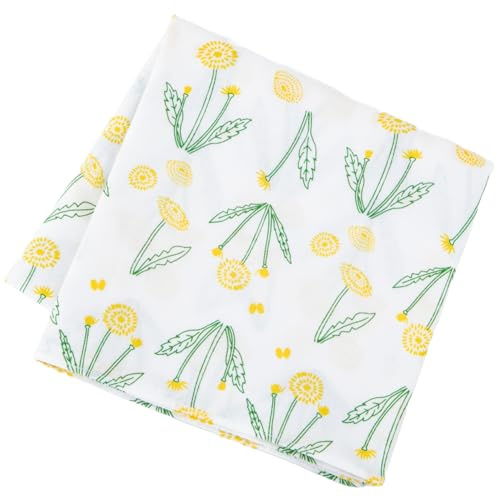 Pañuelo para hombres y mujeres (estampado Yuzen teñido a mano) de 19.7 pulgadas / fabricado en Japón 100% algodón japonés pañuelo, blanco, (Dandelion-White), 19.7*19.7inch