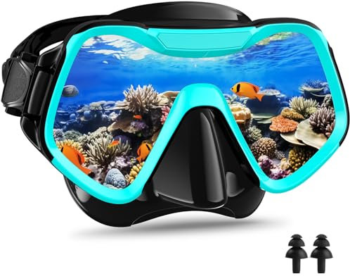 Arlierss Taucherbrille Erwachsene, Schnorchelmaske für Herren Damen, Tauchermaske mit Nasenabdeckung 180°Panorama HD Gehärtetes Glas Anti Nebel Anti-Leck Schwimmmaske für Schnorcheln Schwimmen