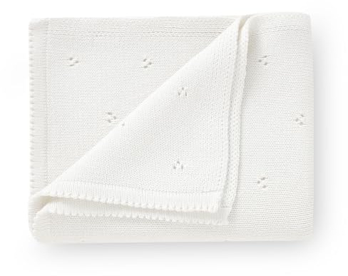 DovFanny Coperta morbida in cotone lavorato a maglia per neonati e ragazze Newbron, 100 x 80 cm