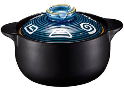 YLME Ceramic Casserole Hand-Painted Ceramic Casserole Pot, Household Kitchen High-Temperature Resistant Clay Soup Pot, Ideal for Claypot Rice, Slow Cooking, and Braising,A,4L