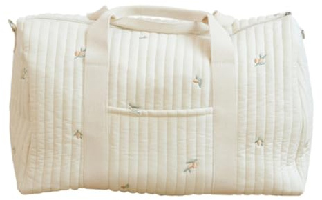 HiTotes Quilted Duffle Bag Puffer Tote Bag for Women Floral Travel Bag Weekender Bag Cotton Diaper Bag Aesthetic Nurse Bag