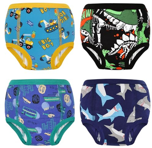 FLYISH DIRECT Töpfchen Trainingshose, 4er-Pack Kinder Trainingsunterwäsche für Jungen und Mädchen für Töpfchentraining, 100/3T