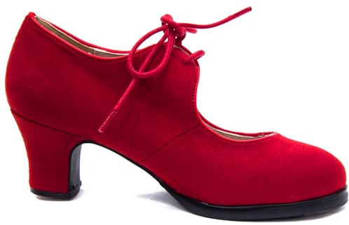 El Rocio desde 1980 Zapatos de Flamenco de Doble Suela con Cordones, en Ante, y Clavos