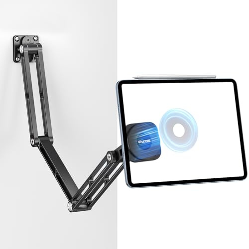OHLPRO Support Magnétique Mural Tablette, Porte iPad Murale en Aluminium, Accroche Tablette pour Mur Cuisine Salle de Bain Compatible avec iPad Pro Mini Air Galaxy Tab S9 Kindle iPhone