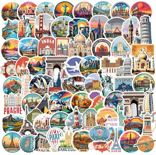 Lot de 200 Voyage Autocollants en Vinyle Imperméables, Valises Stickers pour Bagages Skateboard Guitare Ordinateur Portable