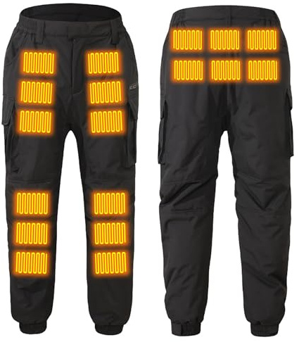Vhersily Pantalons Chauffants Homme Femme, Thermiques Électriquement Pantalons Polaire Pantalon Neige, Équipement de Randonnée Doux pour Snowboard, Escalade, Pêche, Équitation Moto Ski Cyclisme, Noir