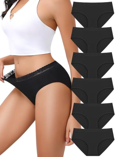 BeReady Culotte Femme Coton Slip Femme Coton Confortable Culottes Atmungsaktiv Élastique Doux Dentelle sous-vêtement Feminin Lot de 6