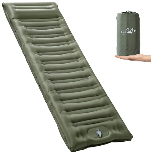 Elegear CumbreX Single Camping Mat 14CM, Ultralight Inflatable Sleeping Mat With Pillow Built-In Foot Pump, Durable 50d Nylon + Tpu Portable Waterproof And Compact Sleeping Pad For Backpacking