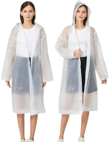 GWEOR 2 Pcs Poncho impermeabile, Cerata antipioggia donna, Poncho Antipioggia Impermeabile Riutilizzabile, Mantella Transpirante per Escursionismo, Ciclismo, Campeggio e Viaggi