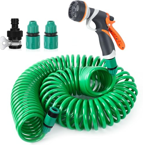 Manguera de Jardin Extensible 20M - Mangueras Jardin Espiral con Pistola Rociadora de 8 Funciones Ajustable - para Limpieza de Automóvil, Lavado de Coche, Jardín, Lavar la Mascota