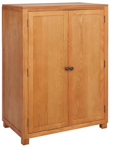 Augerqir Armoire en bois avec surface marron, 80 x 50 x 115 cm, 2 portes, armoire de ménage stable avec beaucoup d'espace de rangement pour salon, couloir et chambre à coucher