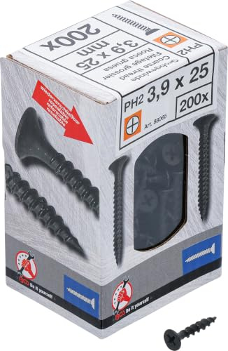 BGS Diy 88065 Tornillos para montaje rápido, PH2, rosca gruesa, 3,9 x 25 mm, 200 unidades