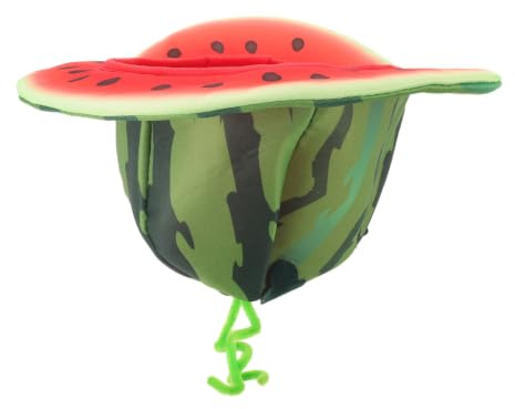FRCOLOR Funny Hawaiian Watermelon Cosplay Party Headgear, Portable Cloth Fruit Themed Hat with Light Shading and Realistic Texture, for Beach, Luau, Summer Festival and Travel