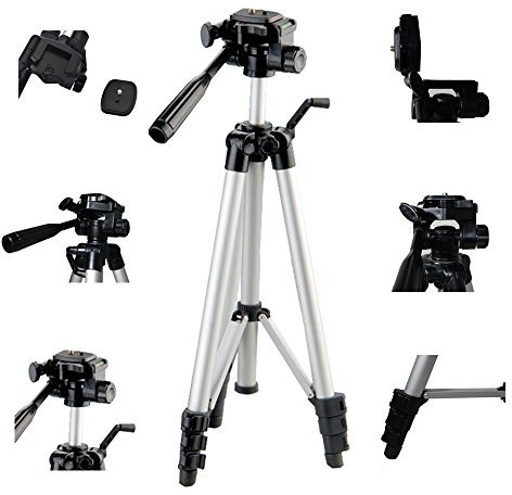 DIGIPOD TR 267 - Trípode ligero completo 128 cm, cabezal panorámico de 3 posiciones, zapata rápida y bolsa de viaje