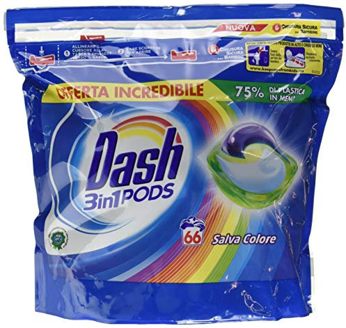 Dash All in 1 Pods Detersivo Lavatrice in Capsule Salva Colore, Maxi Formato 2 x 66, 132 Lavaggi