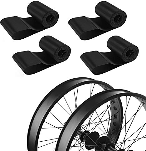ADDMOTOR Rim Strip Rim Tape 20 inch Fat tire Liner PVC Inner Tube Cushion Protector Anti Puncture for Bikes 4PCS (Black)