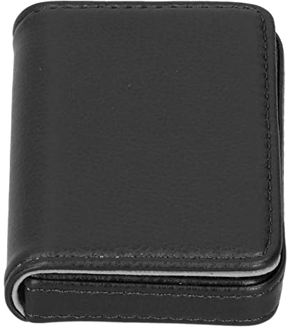 AUNMAS Estuche de Cuero para Tarjetas de Visita para Hombres y Mujeres, Estuche para Tarjetas de presentación, con Hebilla magnética, Estuche/portatarjetas de identificación para(Black)