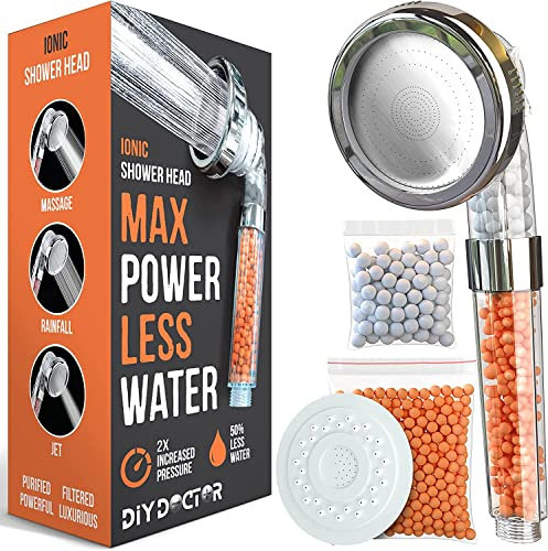DIY doktor joniskt duschhuvud med vattenpärlor – duschhuvuden med högt tryck – duschhuvud för att öka trycket – duschhuvud med hårt vattenfilter – 2 x ökning av trycket – 50% mindre vatten – 3 lägen