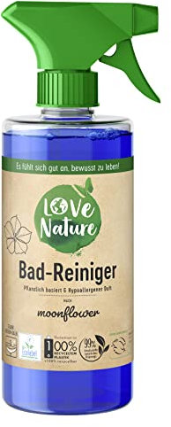 Love Nature Bad-Reiniger Moonflower, 470 ml, nachhaltiges Reinigungsspray gegen Kalk und Schmutz, ohne tierische Inhaltsstoffe