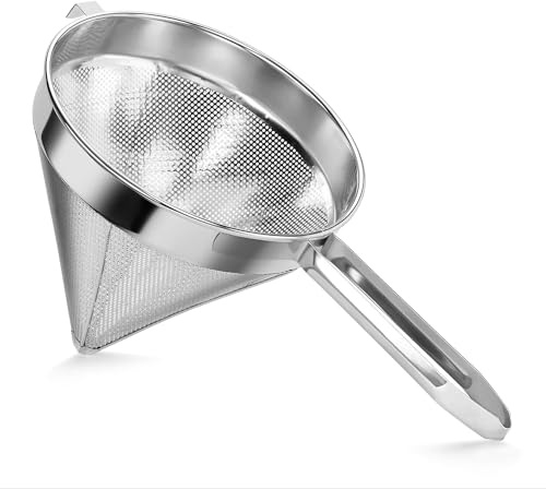 Soro Essentials- 12 Stainless Steel China Cap Strainer Coarse Mesh- Cone Shaped Strainer Food Strainers Juice Strainers Kitchen Tools Food for Straining Seeds Beans Sauces Home Kitchen