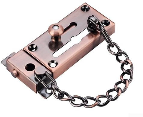 Cadena de puerta resistente con pestillo de seguridad principal delantero, bronce rojo