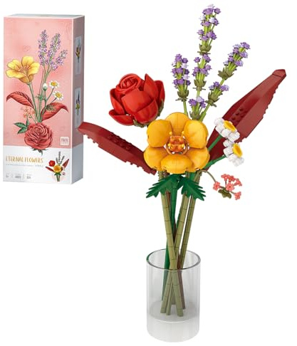 MEIEST Ensemble de blocs de construction pour bouquet de fleurs, mini briques de la collection botanique, jouet de construction, fleurs artificielles créatives à faire soi-même, décoration d'intérieur