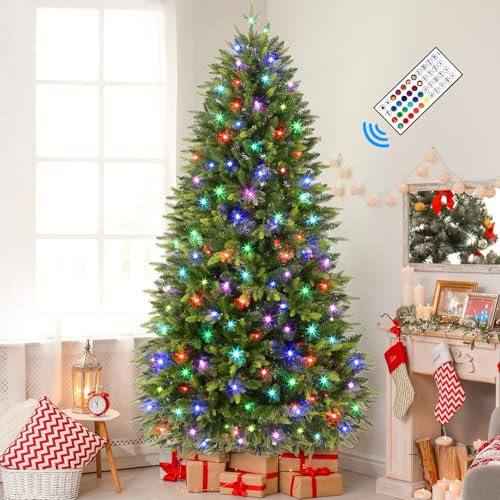SHareconn 180cm Künstlicher Weihnachtsbaum mit RGB LED-Beleuchtung, Fernbedienung und Realistischer Tannen-Optik - Perfekte Weihnachtsdeko für Innenräume, Ideal für Festliche Stimmung