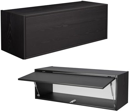 PLATAN ROOM Hängeschrank Schrank 60 cm 80 xm 100 cm Küchen-Klapphängeschrank für Bad, Flur, Wohnzimmer Wandschrank (Schwarz matt, 100 x 35 x 35)