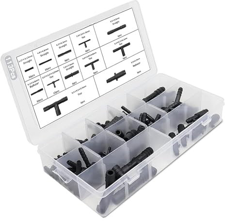 Assortiment de 113 raccords de tuyau en T pour lave-glace, systèmes d'arrosage de jardin