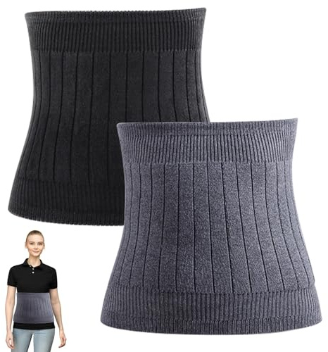 LEKEFETO 2 calentadores de riñón para hombre y mujer: calentador de abdomen de cachemira de invierno, cinturón térmico de elasticidad universal, cinturón lumbar para hernia de disco, dolor de espalda
