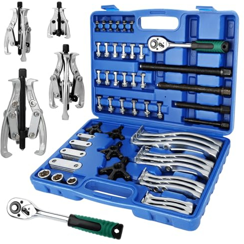 Extractor de Rodamientos 3 4 6 8, Herramienta Extractora Interior Exterior, Juego Extractor 2 Brazos/3 Brazos con Carraca, Kit Resistente de Acero Cr-V para Engranajes, Poleas, Carraca & Vasos