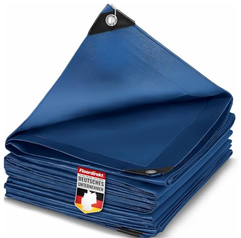 Etm - Telone multiuso 140 g/m², impermeabile, 10x12 m, blu, per protezione dalle intemperie - Ideale per l'area del giardino - Stabilizzato ai raggi UV, rivestito su entrambi i lati, impermeabile e