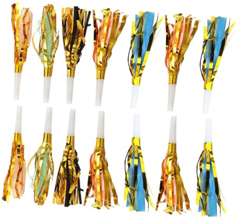 WHAMVOX 30 Piezas de Flecos y Purpurina Matracas y Silbatos para Fiestas Infantiles y Cumpleaños oro Oro