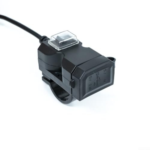Linnkyfloa Motorcycle Dual USB Rearview Mirror, 12V-24V Supply Socket with 1A/2.1A Output, Waterproof Phone Charging Port Bike(9-90V)