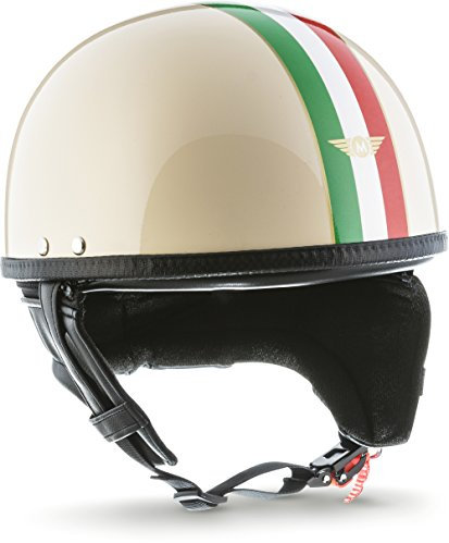 Moto Helmets® D22 „Italy“ · Brain-Cap · Halbschale Jet-Helm Motorrad-Helm Roller-Helm Retro · Fiberglas Schnellverschluss SlimShell Tasche M (57-58cm)