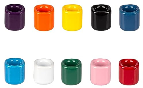 Mega Candles 10 pcs Assorted Colors 1/2 Inch Diameter Ceramic Chime Ritual Spell Candle Holders, Great for Casting Chimes, Meditation, Rituals, Spells, Vigil, Witchcraft, Wiccan Supplies