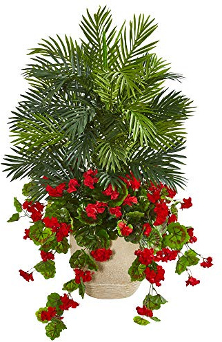 Nearly Natural 3.5ft. Geranium & Areca Palm Artificial Plant