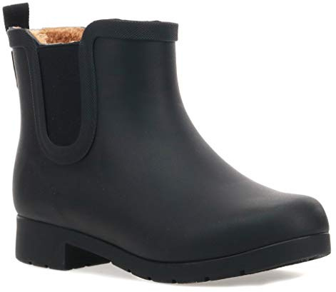 Chooka Women's Waterproof Plush Chelsea Bootie Chelsea Boot, Delridge Black, 9 M