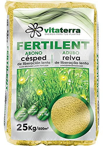 Vitaterra Abono Césped Fertilent 4 Meses 20-5-10 + 2 MG, Saco 25 kg