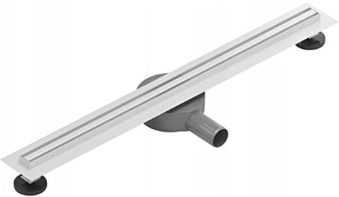 Hanse Duschrinne SLIM Weiß Bodenablauf, extraflaches Bodenablauf-Set, Siphon um 260 Grad gedreht mit Geruchssperre, Slim-Version für dünne Ausläufe, Größen 60-120 cm