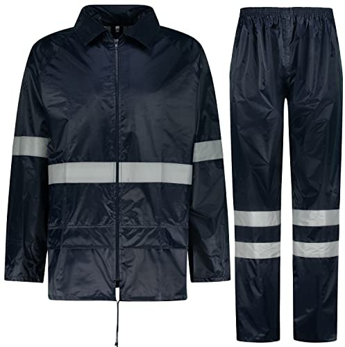 BWOLF Himalaya Impermeabile Unisex Impermeabile Uomo Impermeabile Donna Antipioggia Moto Tuta Antipioggia Giacca Impermeabile + Pantaloni Antipioggia 2 tasche Blu riflettente M