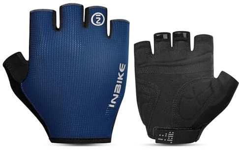 INBIKE Gants Velo VTT Cyclisme Homme et Femme pour Cycliste Été Moto Cross BMX Trotinette Electrique Rembourrés 3mm Gel Anti-Choc Respirant Bleu Marine XL