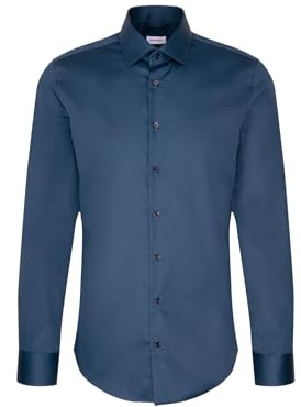 Seidensticker Camicia da Uomo Business – Slim Fit – Facile da Stirare – Colletto Kent – Maniche Lunghe – 100% Cotone, Turchese, 45