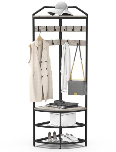 VEDECASA Appendiabiti ad albero angolare 3 in 1 Appendiabiti ad albero angolare indipendente con 5 livelli (grigio)