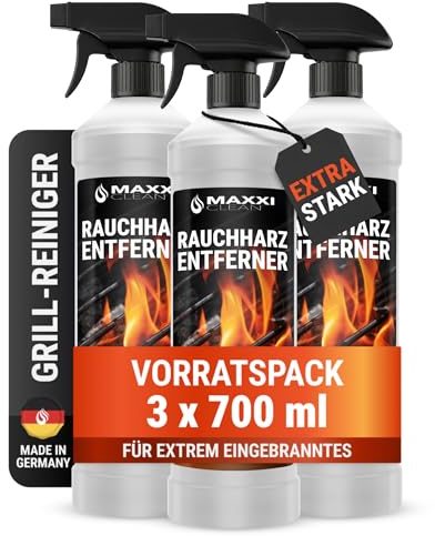 MAXXI CLEAN | Detergente per barbecue e resine affumicate – l'originale | 3 x 700 ml in flacone spray extra forte [+] | Detergente per forno e grill concentrato per barbecue a gas, acciaio