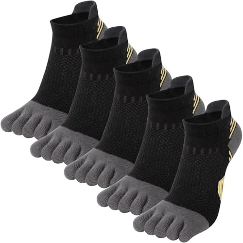 Kevaler Chaussettes de Course à pied femme Orteils Séparés Running Basse Chaussette Doigt de Pied Sport Anti-ampoules Amortissantes pour Sports Running Gym Randonnée Respirant - 5 Paires