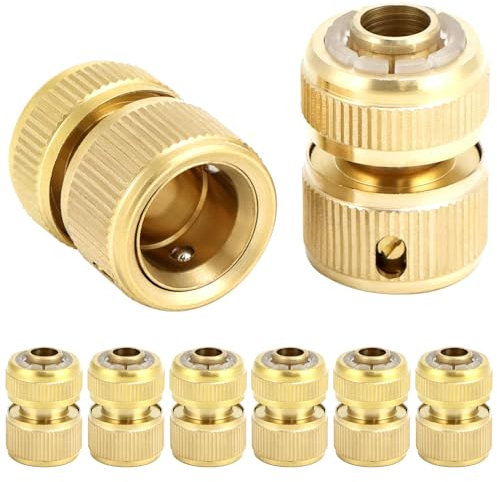 QWORK® Lot de 8 raccords de Tuyau à Connexion Rapide en Laiton Massif pour Tuyau de 1/2, pour Lavage de Voiture, Jardinage et Plus Encore